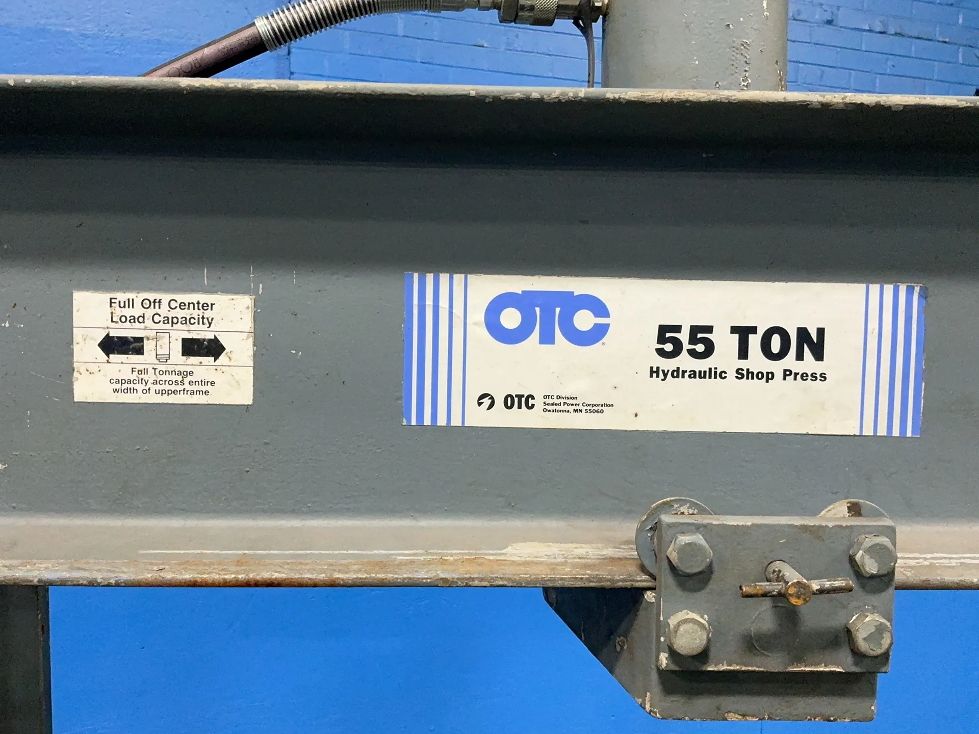 55 Ton, Owatonna Tool, Hydraulic H-Frame Press, 14" x 36" x 22" upper frame, 3450 RPM, 208-230/115 V.