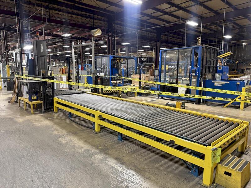 Lantech #QL, automatic shrink wrapper, 50" x 48" x 92", in-feed and out-feed conveyor