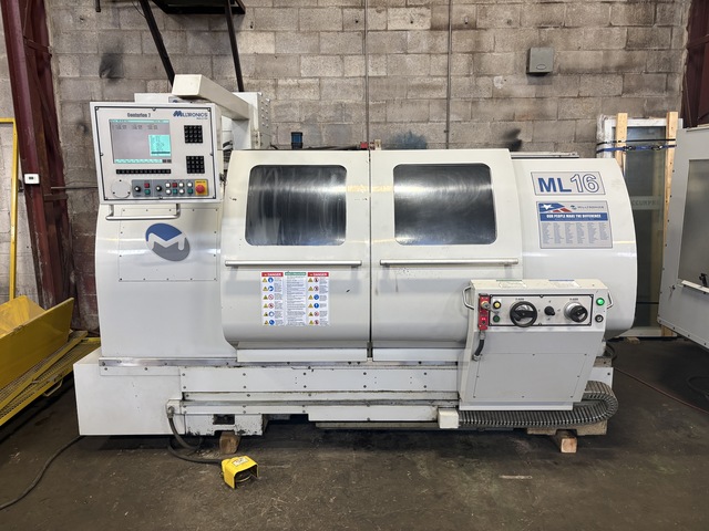 Milltronics #ML-16, CNC Teach Lathe, 11" X, 44.5" Z, 17.5" swing, 40" machining length, 7.48" socs, 8" 3-jaw