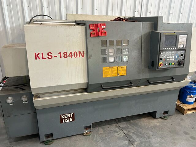 Kent #KLS-1840, CNC lathe, 18" swing, 9.8" swing over cross slide, 39.4" centers, 3" bore, D8 spindle nose