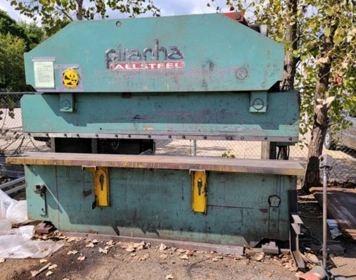 90 Ton, Piranha #9510, press brake, 10' overall, 8'-6" between housing, 0-6" stroke, 15" open height, 8"