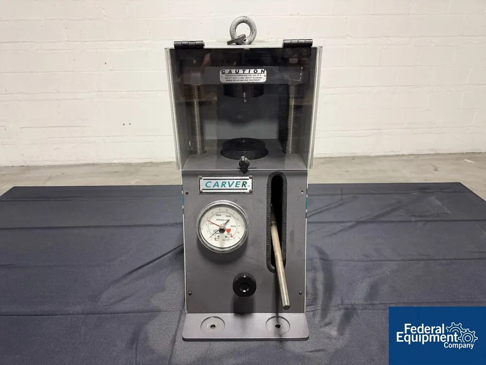 12 Ton, Carver #4350.L, pellet press, 4" diameter platen