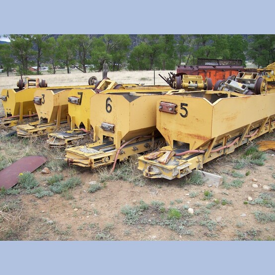 Concrete Transport Cars, 90 cu.ft. capacity, 16' long, 24" gauge axles, discharge conveyor, Gardner Denver