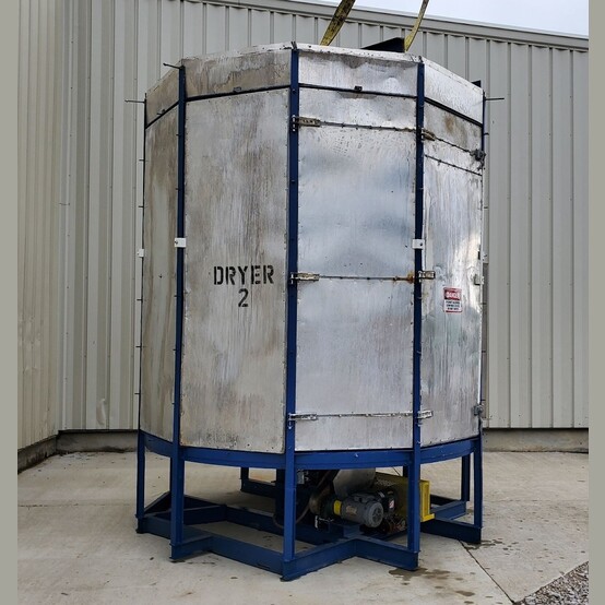Wyssmont #N-16/22, Turbo Tray Dryer, 16 trays, 78" diameter, 1.5 HP turbo fan, 1 HP tray drive, 5 HP heater