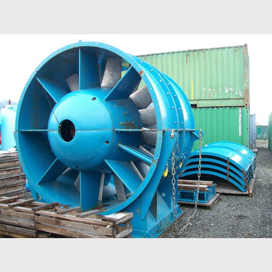 384,350 cfm Joy #11200, Mine Ventilation Fan, 112" diameter, 66" hub, adjustable pitch blades, 7.44" WG, 530