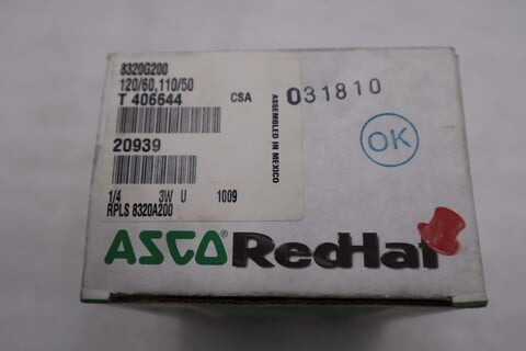 ASCO #8320G200, Solenoid Valve, 1/4" NPT, 100 PSI, 120V