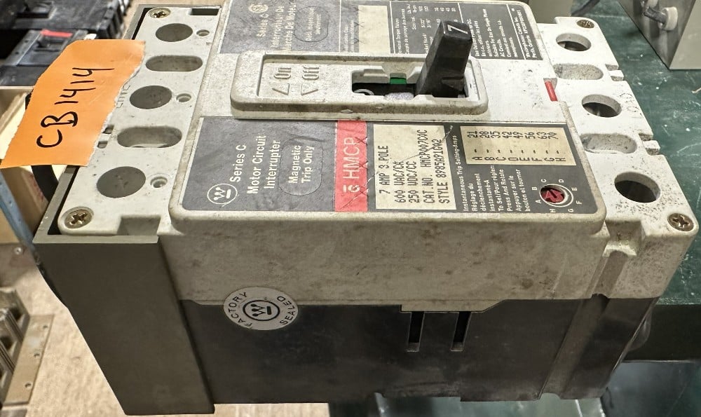 7 Amps, Westinghouse Canadian Canada, 3-Pole, 600V AC Max., 250 V DC Max., Magnetic Trip Only, Adj.