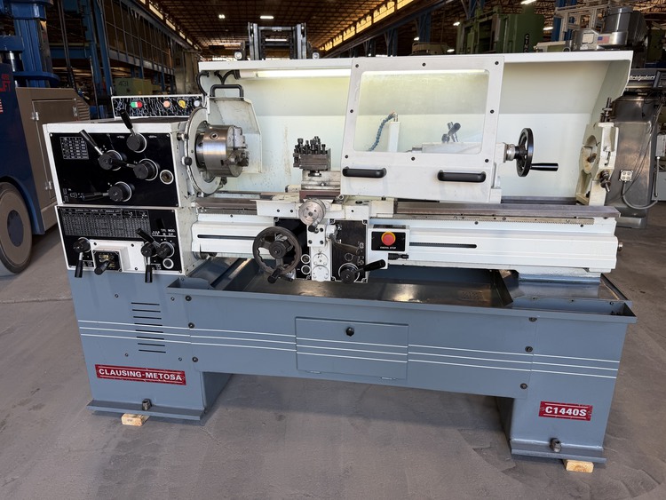 14" x 40" Clausing Metosa #C1440S, toolroom lathe, 8" swing over cross slide, 3-jaw chuck, chip pan, 4 KW