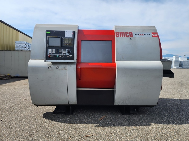 Emco #Maxxturn-65, CNC Lathe, 24" swing, 19-11/16" turning diameter, 2-9/16" bar, 39 HP, 5000 RPM, LM1200 bar