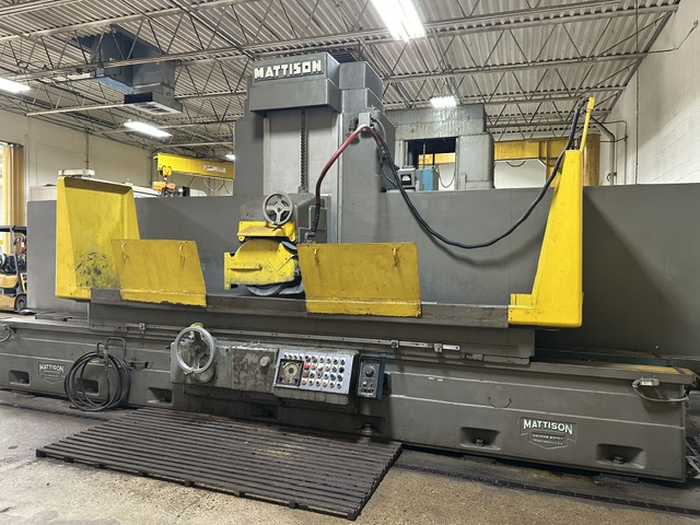 24" x 96" Mattison, horizontal spindle surface grinder, (2) magnetic chucks, 108" long. travel, 125 FPM