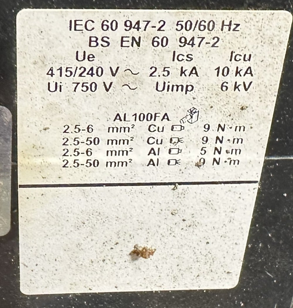 40 Amps, Square D Circuit Breaker, 2-Pole, 600V Max., Thermal-Magnetic Fixed-Trip, Type FA, S2