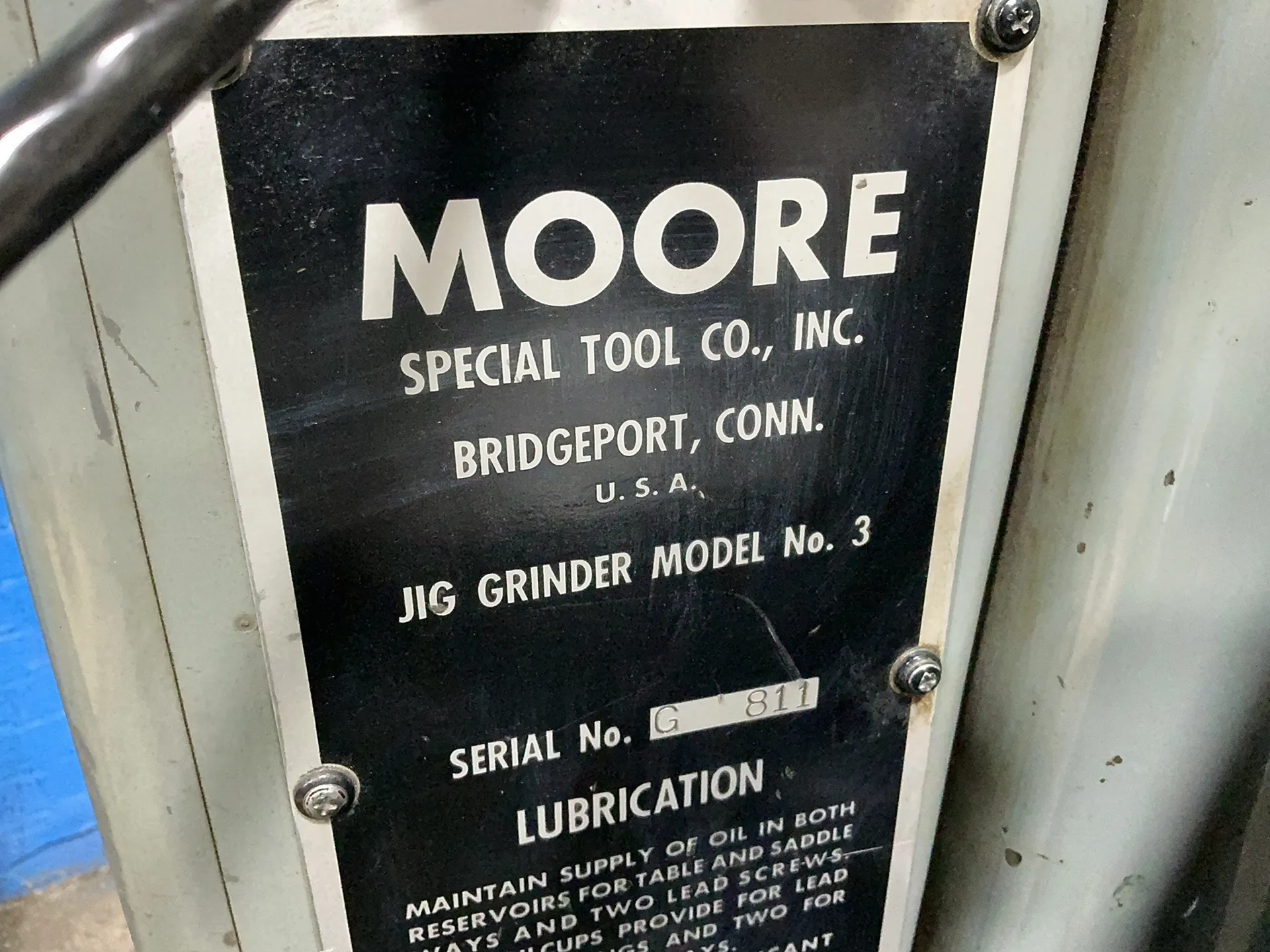Moore Special Tool #3, jig grinder, 11" x 24" capacity, Sony LH51-2 digital read out, 6.3 A, 1 Ph., 220 V.