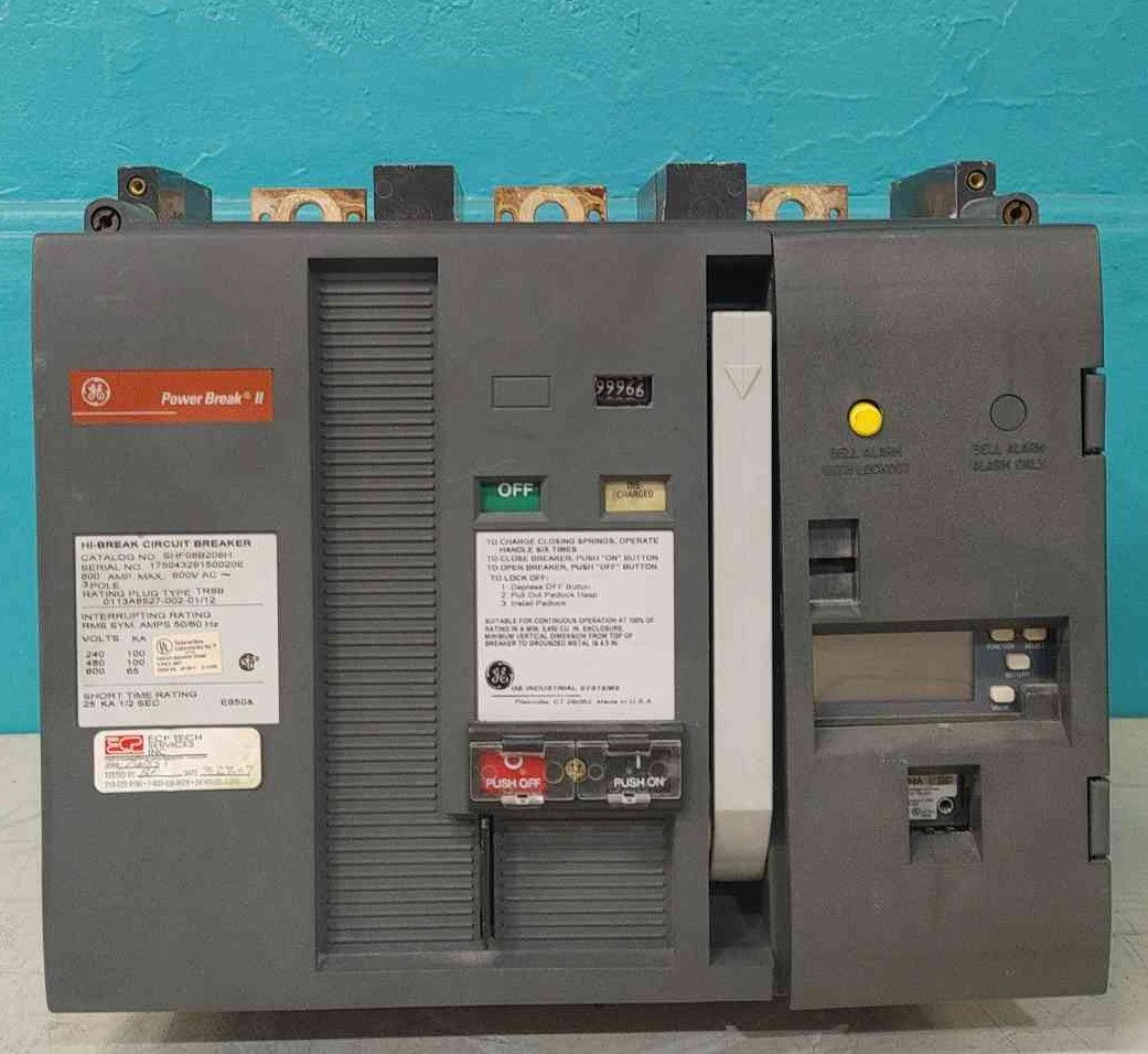 800 Amps, General Electric Power Break II #SHF08B208H, insulated case circuit breaker, 3 Pole, 600 Volts