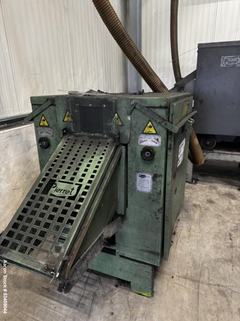 Pierret, Guillotine Cutting System, (1) #G35RI and (1) #G28RI cutting machines, (2) belt conveyors, platform