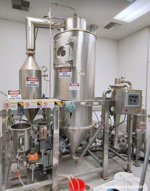 Hemraj #PSD-02, Stainless Steel Spray Dryer, 22 lb./hr. water evaporation, 36" diameter x 69" straight side