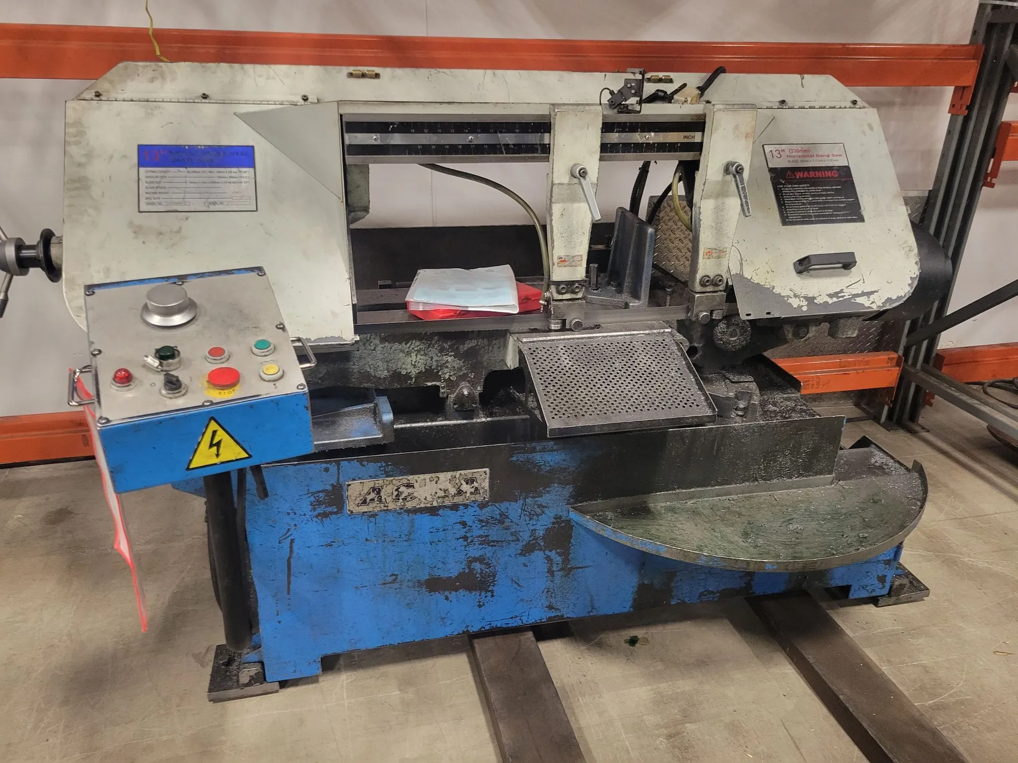 13" Acra #BS-330-SSA, semi-automatic horizontal band saw, 162" x 1.3" blade, 2.95 HP, 2021