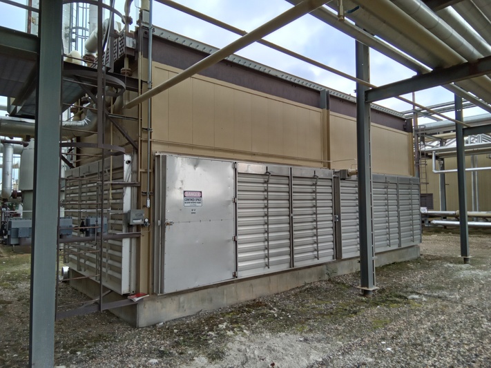 655 psi, Exchanger Industries, Ariel process cooler, 3 sets of finned tubes, 28' x 14' skid