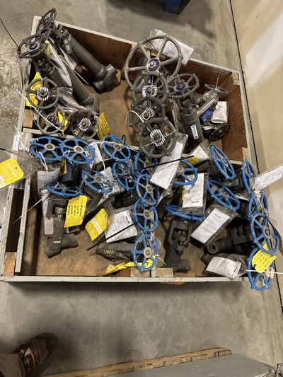 1/2" - 2" Bonney Forge, Velan, OMB, forged steel globe and gate valve inventory, 800 and 1500 class, w/ MTRs