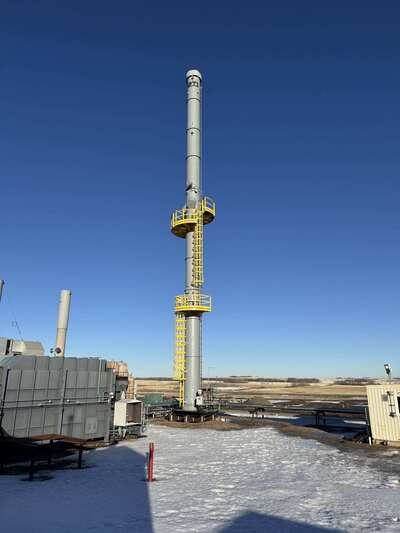 48" x 100' Questor #Q0500-13-041-EXT, self supported incinerator flare stack, sour, 2023