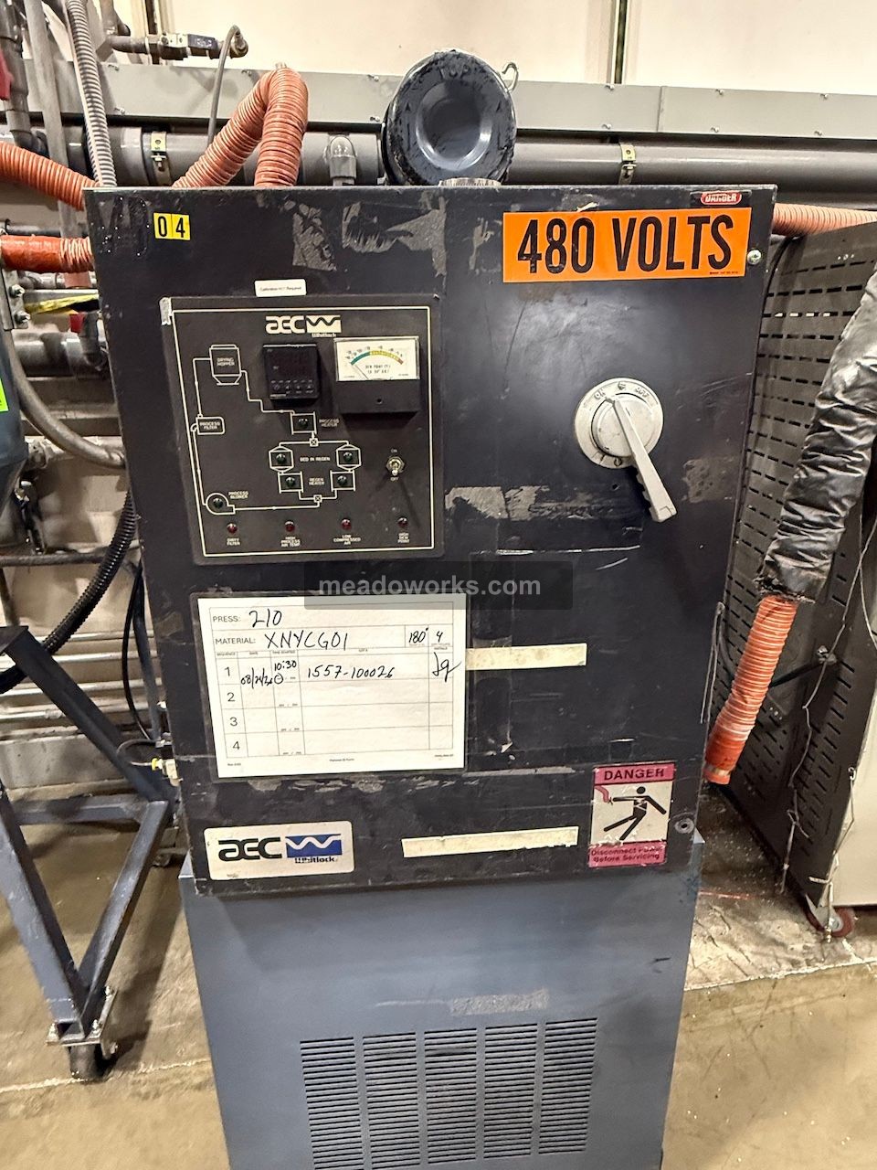 AEC-Whitlock, Desiccant Dehumidifying Dryer, Omegaette controller, dew point meter, Regen blower, process