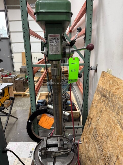 Central Machinery #T-583, 16-Speed Floor Drill Press, 1 HP, 3800 RPM, 110 Volt, 1989