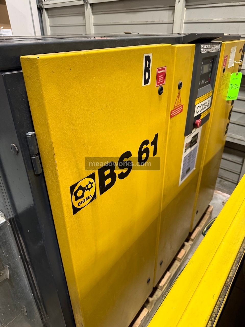 211 cfm, 125 psi, Kaeser #BS-61, Rotary Screw Air Compressor, 50 HP, Sigma control