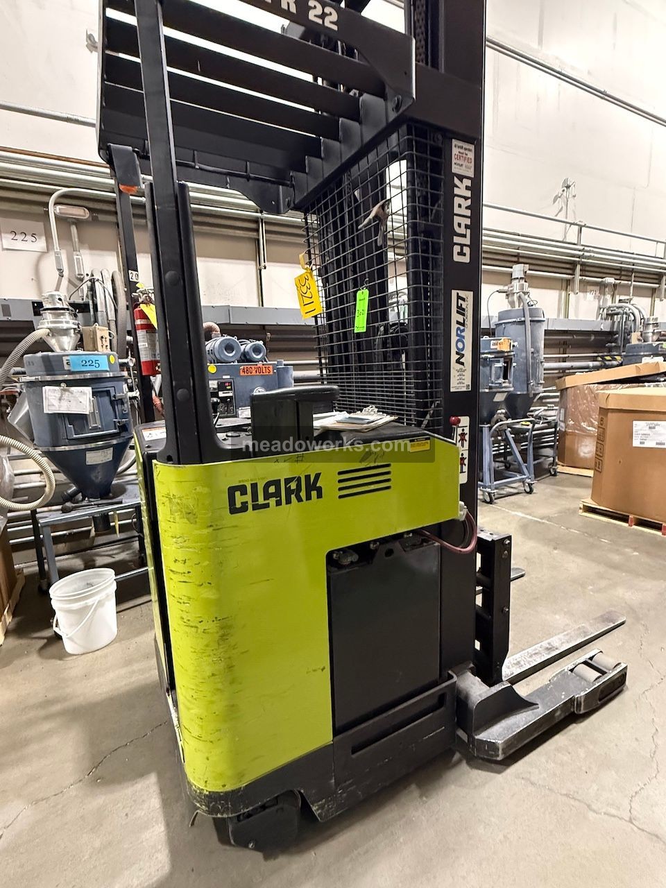 4,500 lb. Clark #NPR22, Stand-Up Electric Reach Truck, 24" load center