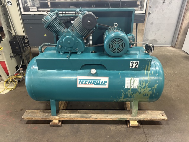 10 HP Techquip #MPC-32, Air Compressor, horizontal receiver tank, 1750 RPM, 200 psi @ 450&deg;F MAWP, 575 Volt