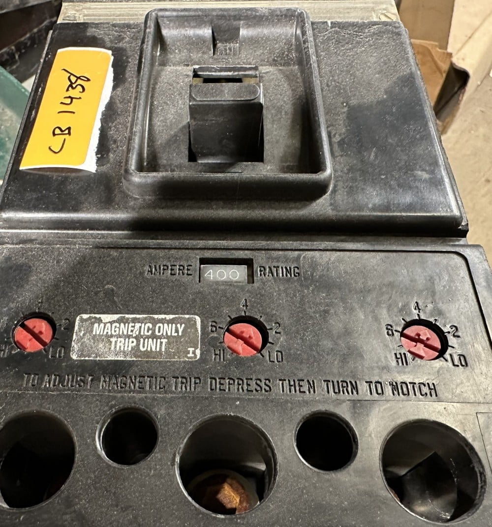 Westinghouse Electric Corp., 3-Pole, 400A, Magnetic Trip Only, MCCB, Adjustable Hi/Lo Switch