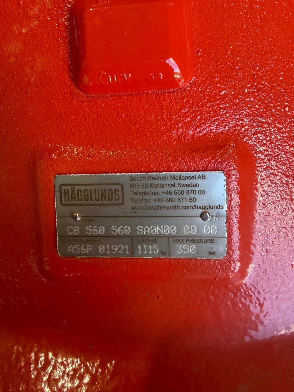 Hgglunds / Bosch Rexroth Compact CB hydraulic motor, CB 840-800 Model, Max. pressure 5,000 PSI, 190,000
