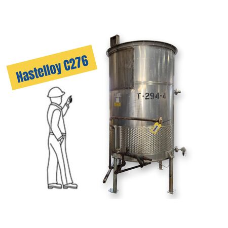 575 gallon Zero Manufacturing, Hastelloy C-276 jacketed atmospheric tank, 48" diameter x 73" straight side