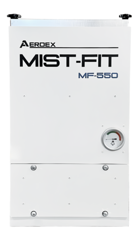 600 cfm Aeroex #MF-550, Mist-Fit mist collector, 0.75 HP, 6" diameter inlet, 68 dB(A), 125&deg;F max., 57 lb.