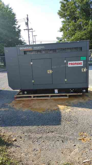 50 KW Generac #SG0050AG, LP generator set, 120/240 Volts, 1 phase, 1,113.2 hours, AS IS