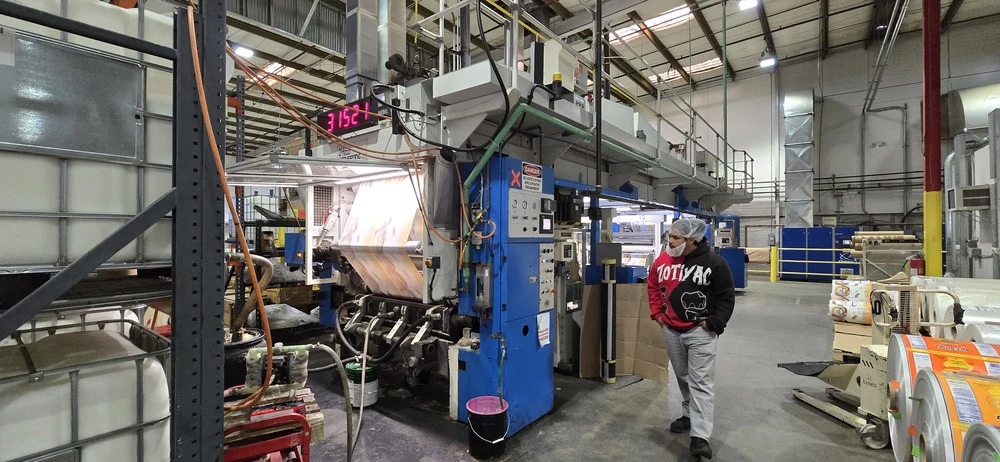 52" Uteco #Horizon-130, Single Pass Laminator, 1000 FPM, 3" shafts, 6" core adapters, 39.37" unwind rolls