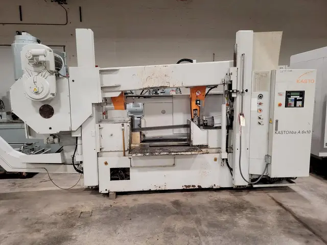 26" Kasto #HBA-A6X10, Automatic Twin Post Horizontal Band Saw, 369" x 2.5" blade, 19.6" feeding stroke, 12'