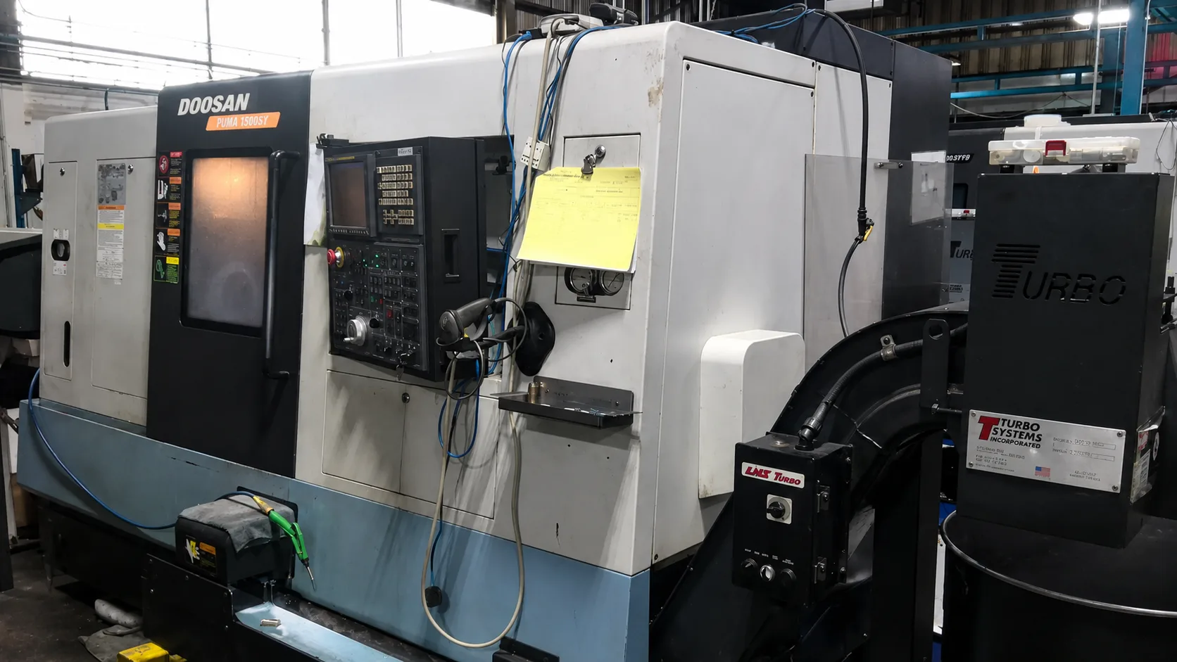 Daewoo Doosan #Puma-1500SY, CNC Lathe, 9.84" X, 4" Y, 22.8" Z, 21.6" swing, 6" chuck, 1.7" bar, 13" turning