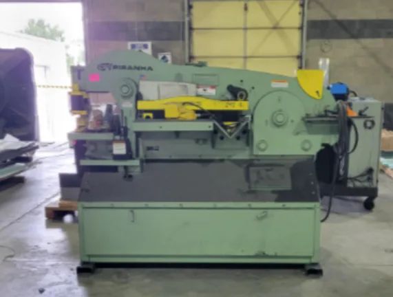 6" x 6" x 5/8" Piranha #P-110, Hydraulic Ironworker, 110 ton, 12" throat, 10 HP, 20" x 1/2" flat bar shear