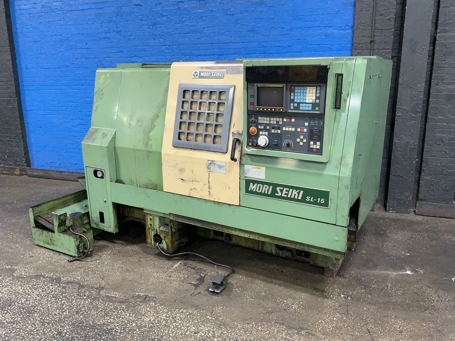 Mori Seiki #SL-15, CNC lathe, 6.5" 3-jaw chuck, 1.5" bore, 6 position tool changer, Fanuc Series O-T control