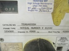 4000 Amps, General Electric, TC4040SSH, 3P, 600A, MVT RMS-9, LSIG, 120V/240VAC shunt, manually operated