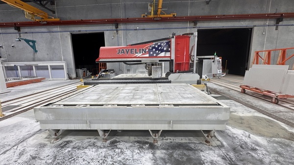 Park Industries #Javelin, CNC waterjet cutting system, 144" x 88" table, 5-Axis, 27 HP arbor, 0-47° blade