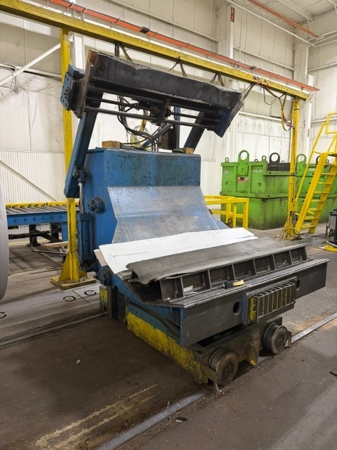 60,000 lb. Stamco, L-type coil car, 72" coil width, 60" x 34" V-deck, hydraulic hold-down, hydraulic lift &