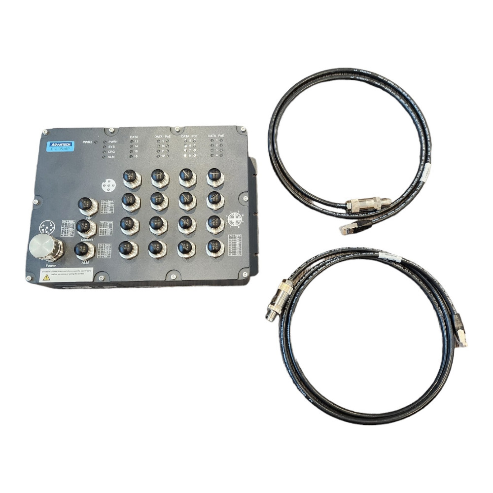 Advantech #EKI-9516P-HV, Industrial Managed Ethernet Switch M12 IP67