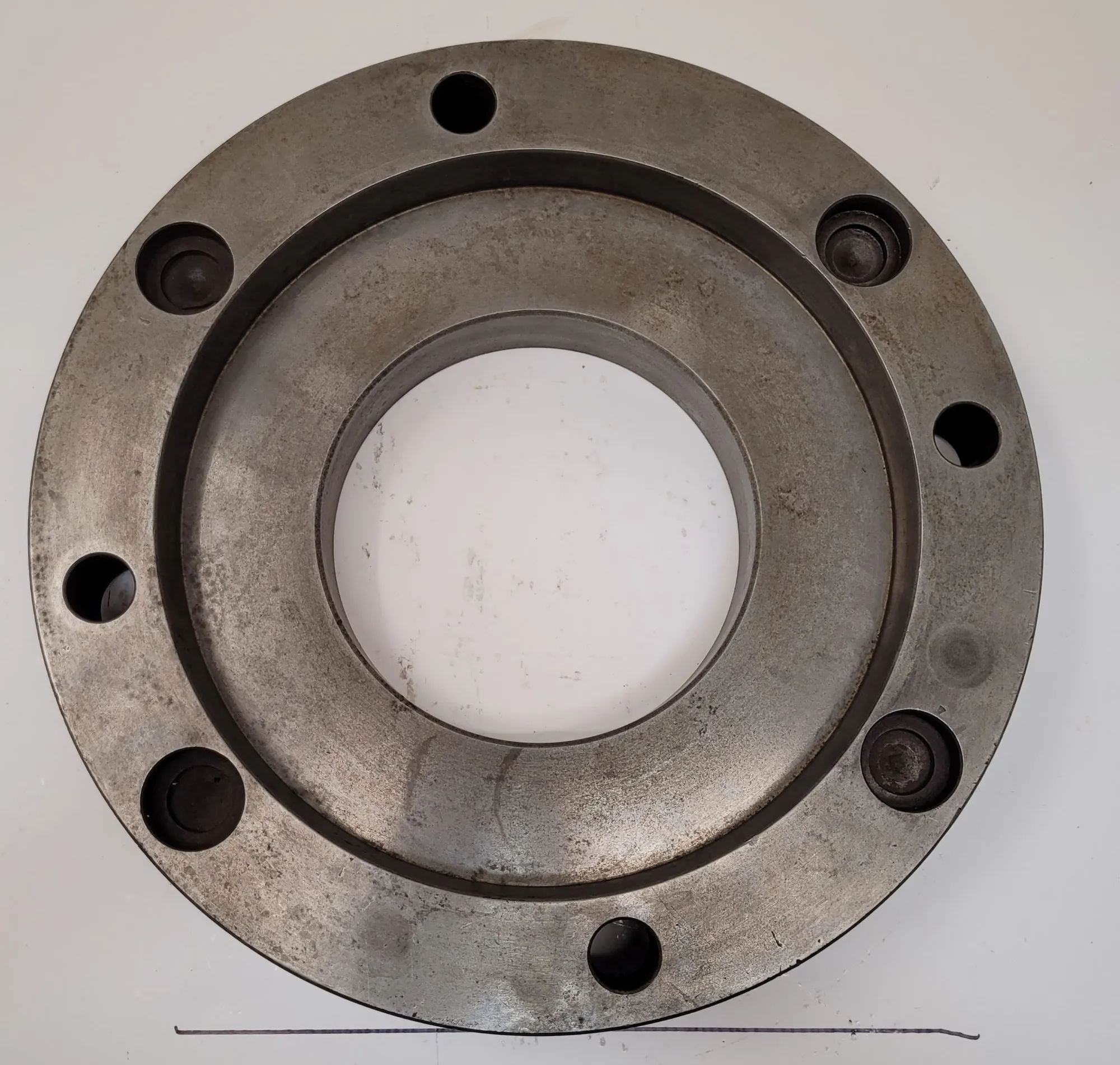 15" lathe face plate, D1-8 mount, 6-5/8" thru hole