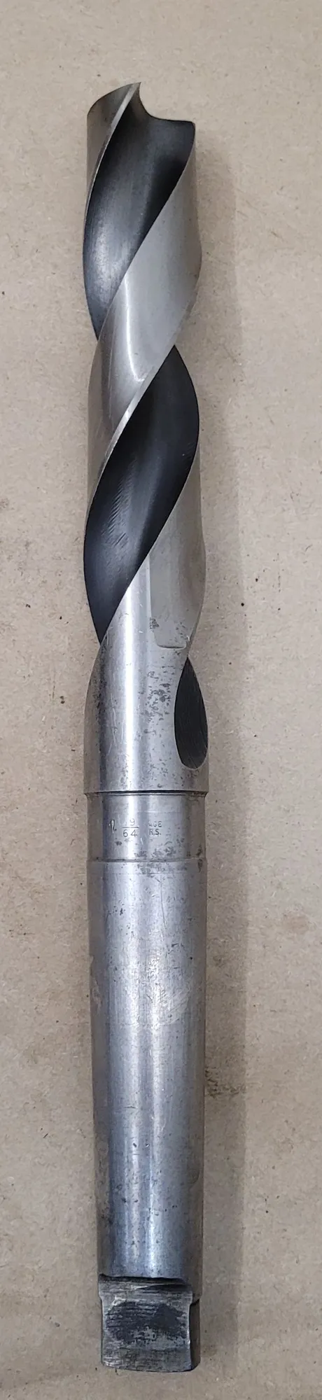 Ace, 1-19/64" HSS twist drill, 4MT taper shank, 13" OAL, 7" flute length