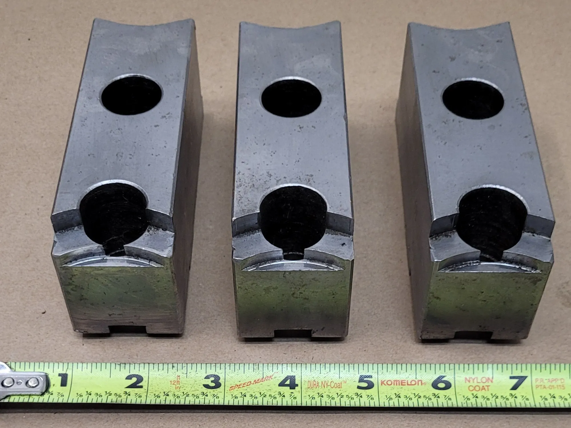 10" Ajax #ASM10, lathe chuck jaws, LOT of 3, tongue & groove