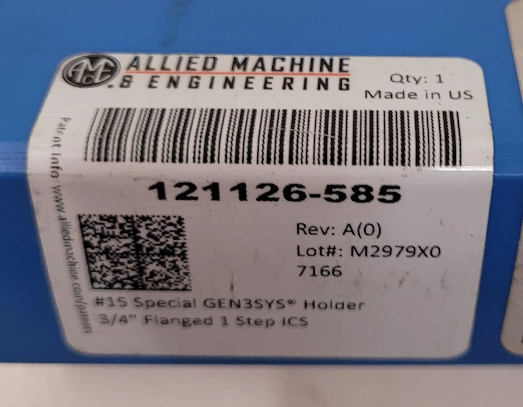 Allied Machine & Engineering #121126-585, special holder, 3/4" flanged shank, 9-1/2" OAL, 5-1/2" flute length