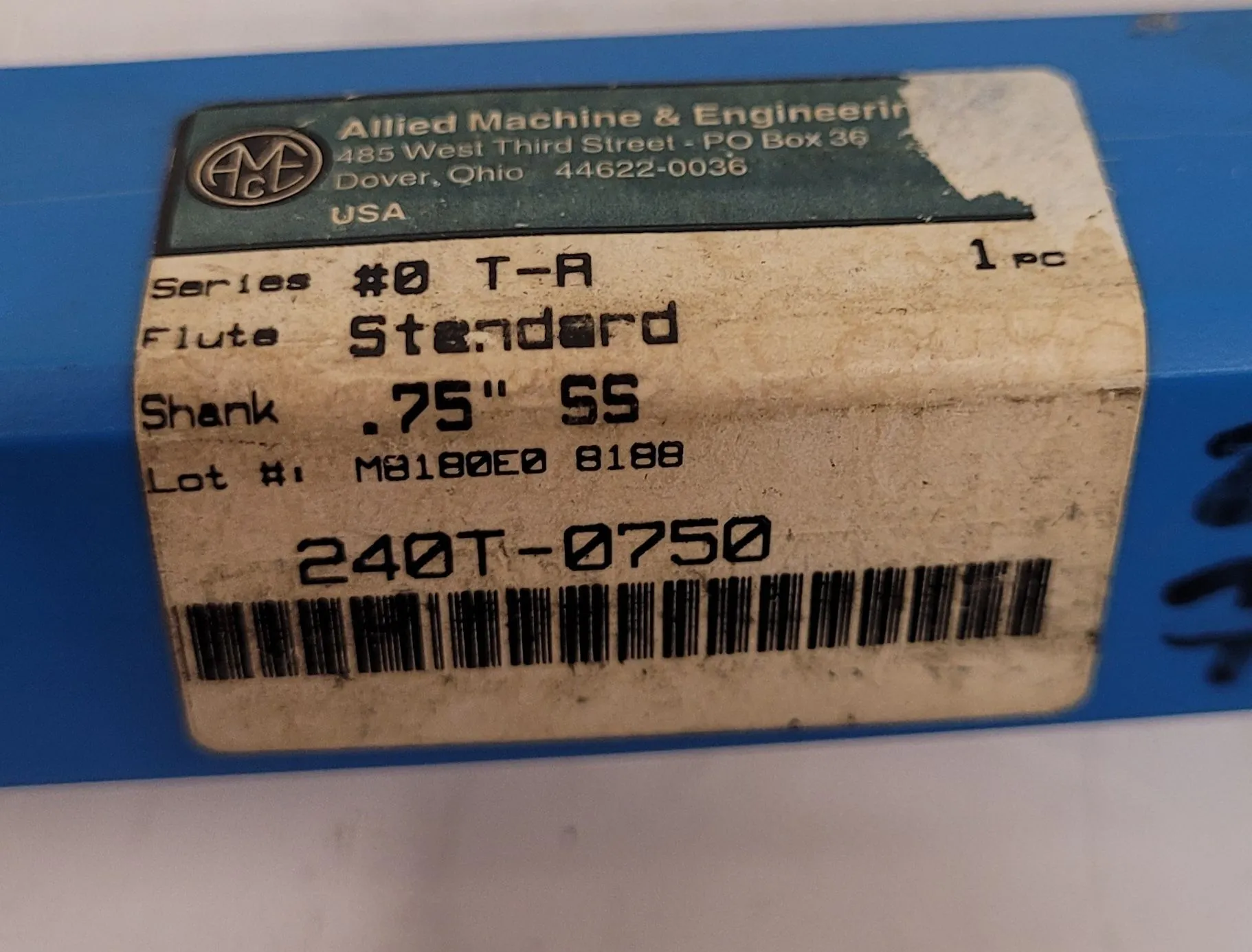 Allied Machine & Engineering #240T-0750N, exchangeable tip spade drill, .586" diameter
