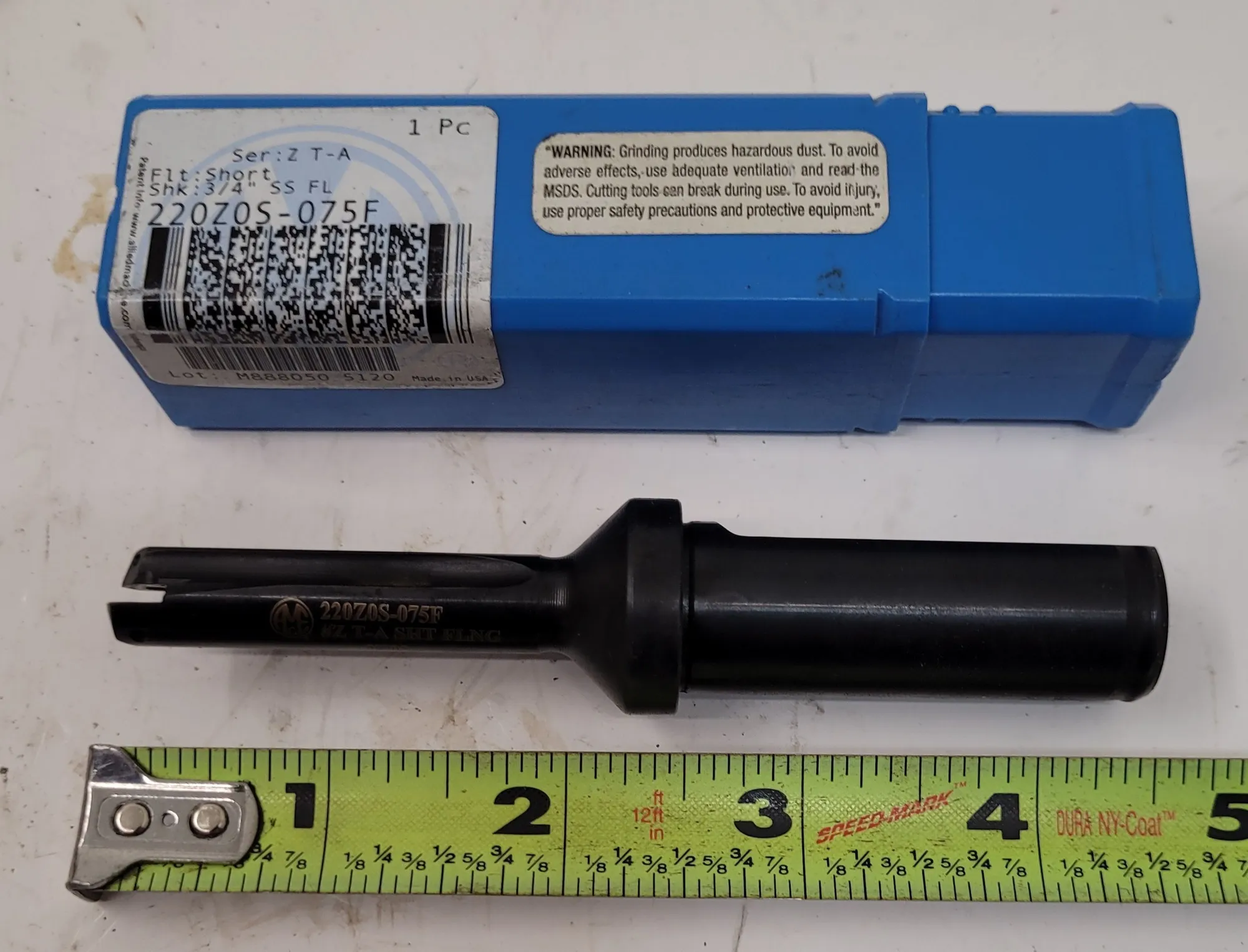 Allied Machine & Engineering #220Z0S-075F, T-A Series Z straight flute holder, flanged shank, short drill