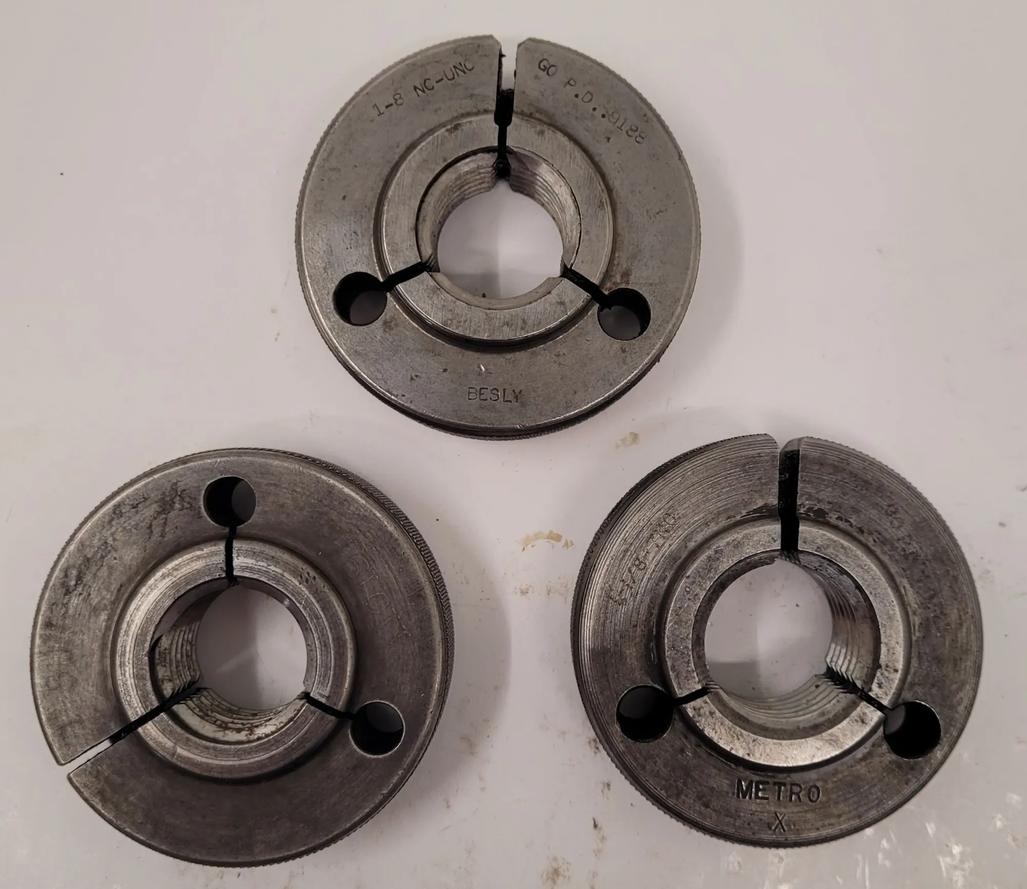 Besly, thread ring gauges, LOT of 3, various sizes