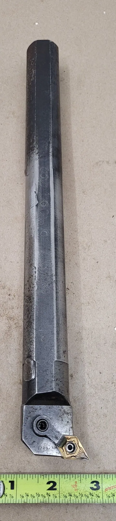 Carboloy #S20-MDUNR-4, indexable boring bar, steel, 1.25" shank diameter, 14" long, 2.0" min. bore, -7° rake
